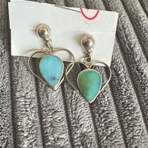 Silver Heart Earrings stamped 950 on the back